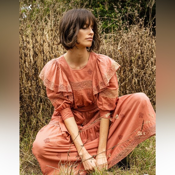 Kopal Anthropologie Women’s Janki Dress Brick Block Print Size XS 2-4 - Picture 5 of 15